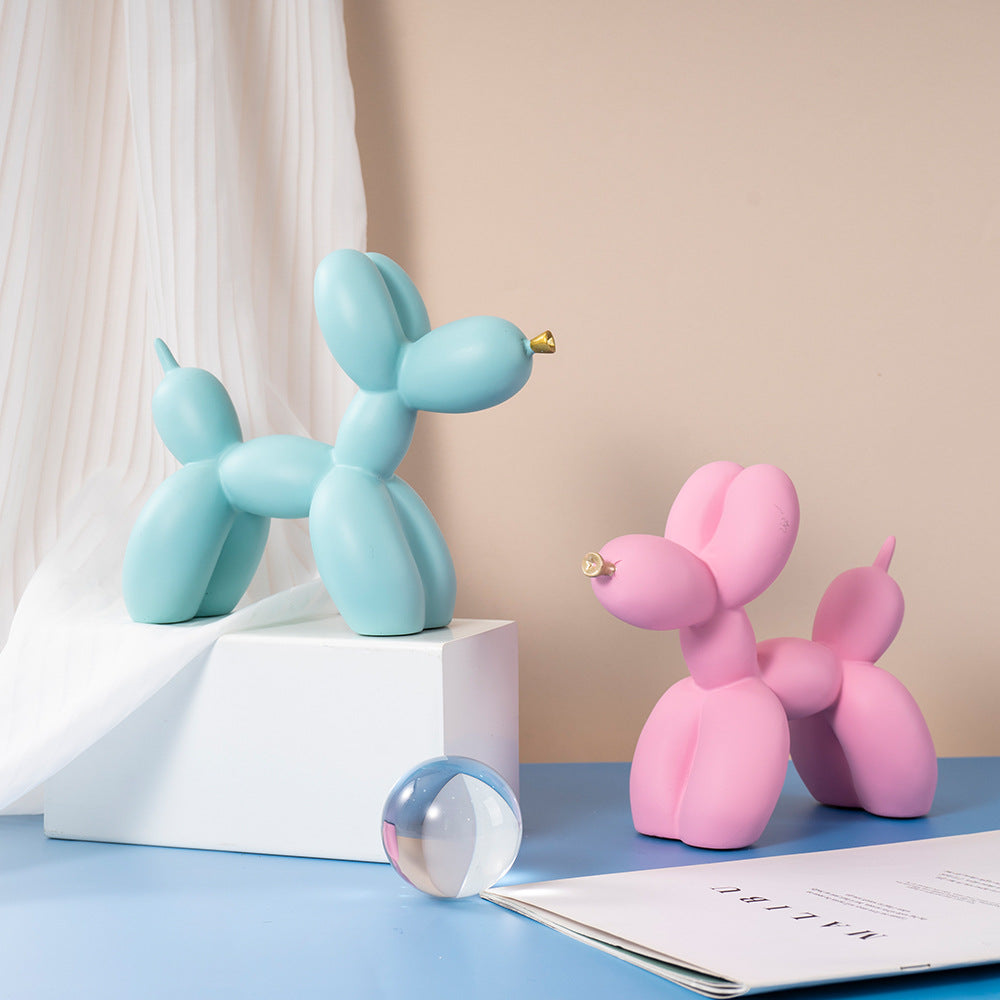 Green Modern Resin Balloon Dog Sculpture - Playful Art Figurine with Golden Snout Accent - Image 5