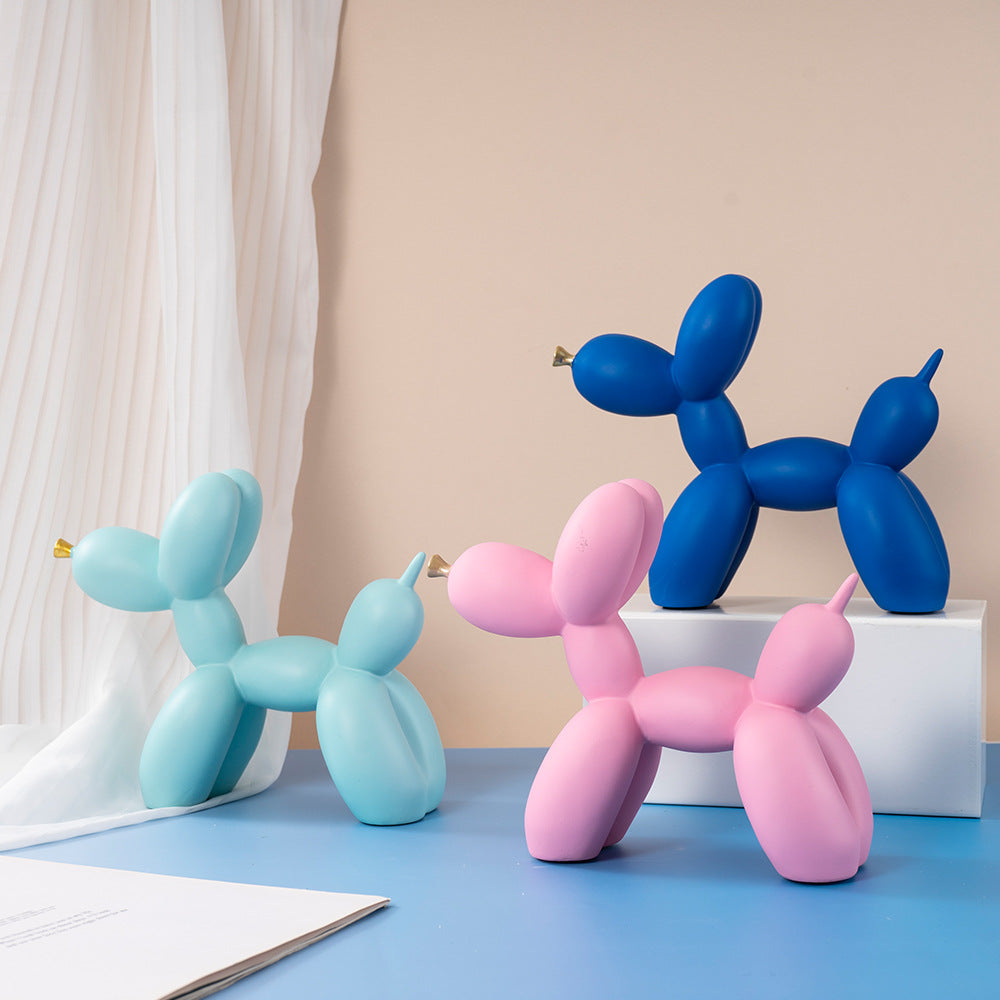 Red Modern Resin Balloon Dog Sculpture - Playful Art Figurine with Golden Snout Accent - Image 3