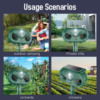 Black Advanced Solar Powered Ultrasonic Animal Repeller - Outdoor Pest Deterrent with Motion Sensor, Strobe Light & Laser - Image 4