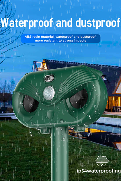 Black Advanced Solar Powered Ultrasonic Animal Repeller - Outdoor Pest Deterrent with Motion Sensor, Strobe Light & Laser - Image 6