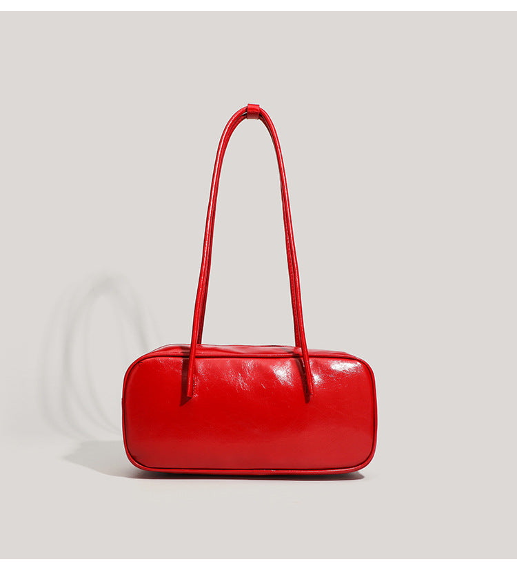 Coffee Chic PU Leather Baguette Shoulder Bag - Elegant Bow Accent Underarm Handbag for Women - Image 6