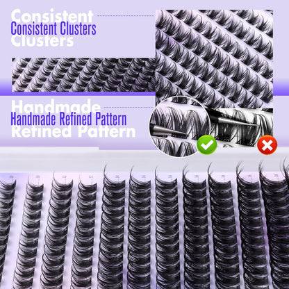 3 Pcs Black Stunning DIY Cluster Eyelash Extension Kit - 3 Trays, Mixed Lengths (10-18mm) Soft Vegan Wispy Lashes for Custom Volume - Image 3