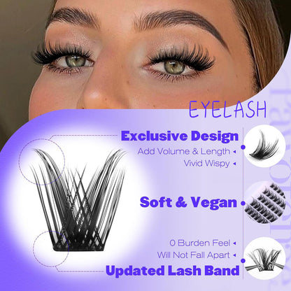 3 Pcs Black Stunning DIY Cluster Eyelash Extension Kit - 3 Trays, Mixed Lengths (10-18mm) Soft Vegan Wispy Lashes for Custom Volume - Image 4