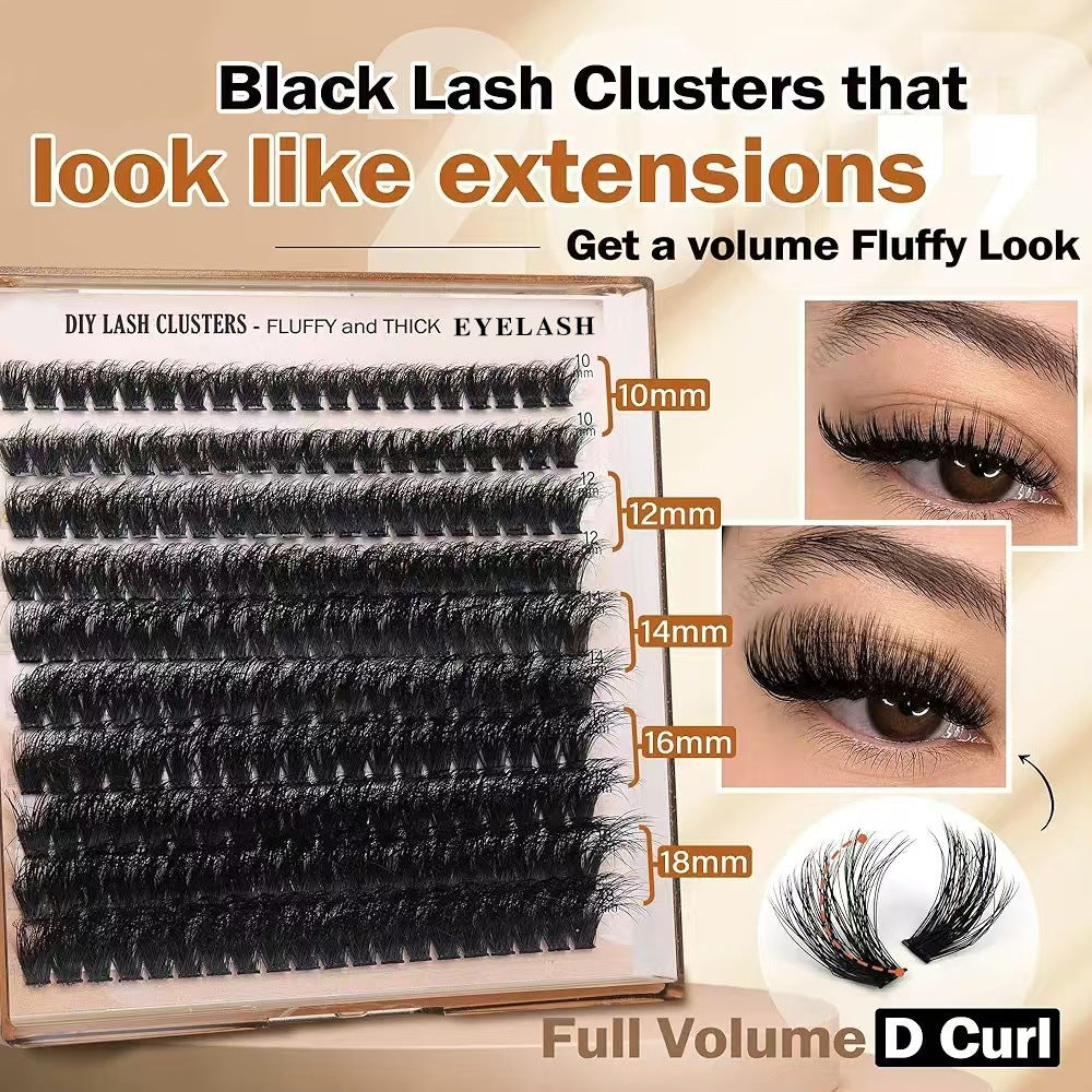 3 Pcs Black Stunning 100D DIY Lash Clusters - D Curl Faux Mink, Fluffy Volume, Mixed Lengths (10-18mm) Extension Look - Image 4