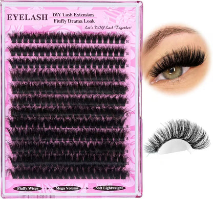 3 Pcs Black Mega Volume 200D DIY Lash Clusters - D Curl Faux Mink, Fluffy Drama Look, Mixed Lengths (14-20mm) for Custom Extensions - Image 6