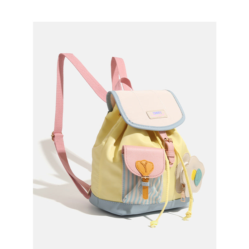 Colorful Chic Colorblock Mini Backpack - Cute Canvas Student Daypack, Lightweight Commuter Bag  - Image 2