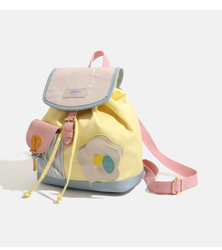 Colorful Chic Colorblock Mini Backpack - Cute Canvas Student Daypack, Lightweight Commuter Bag  - Image 3