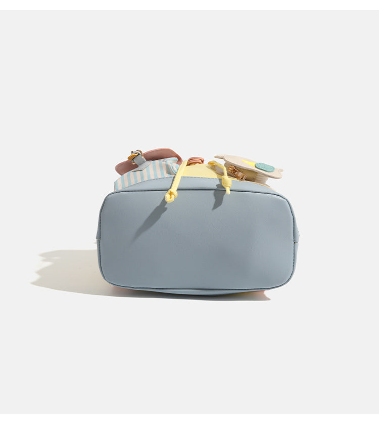 Colorful Chic Colorblock Mini Backpack - Cute Canvas Student Daypack, Lightweight Commuter Bag  - Image 4