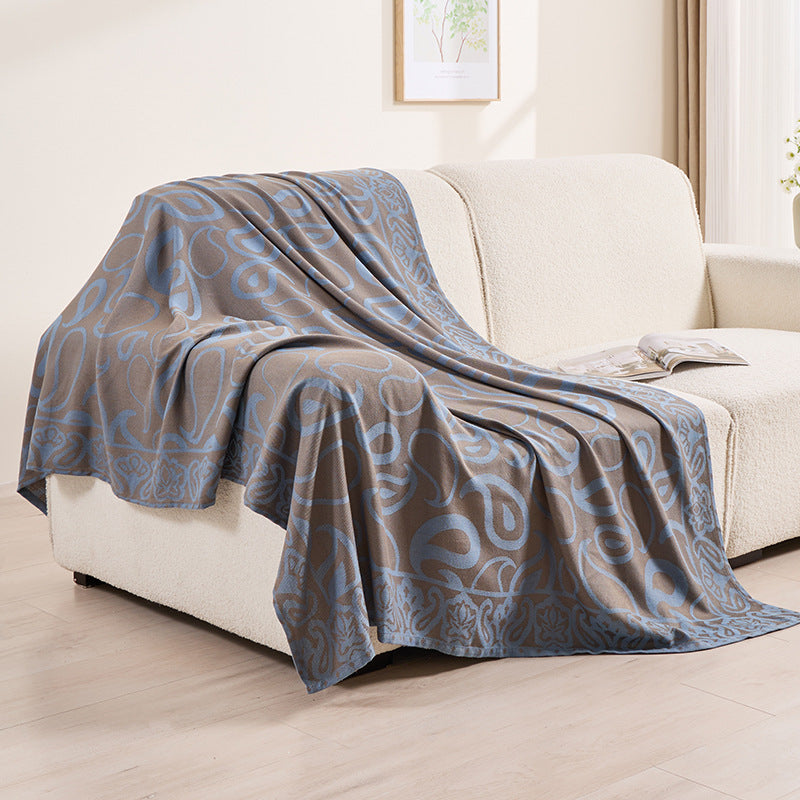 Brown,Taupe and Blue Elegant Patterned Throw Blanket - Soft Polyester Nap & Sofa Cover, 185x135cm Lightweight AC Blanket - Image 2