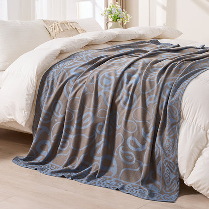 Brown,Taupe and Blue Elegant Patterned Throw Blanket - Soft Polyester Nap & Sofa Cover, 185x135cm Lightweight AC Blanket - Image 5