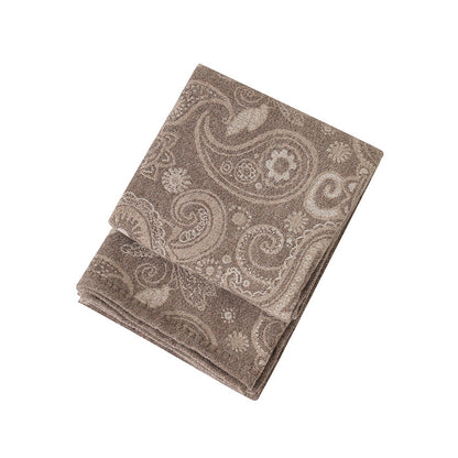 Brown Luxurious Paisley Jacquard Throw Blanket - Soft Wool Blend with Tassels, 120x150cm, Lightweight Sofa & Nap Blanket - Image 4