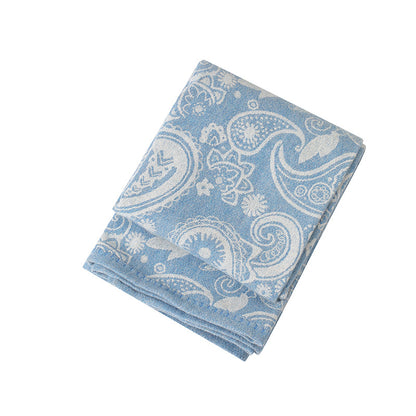 Blue Luxurious Paisley Jacquard Throw Blanket - Soft Wool Blend with Tassels, 120x150cm, Lightweight Sofa & Nap Blanket - Image 4
