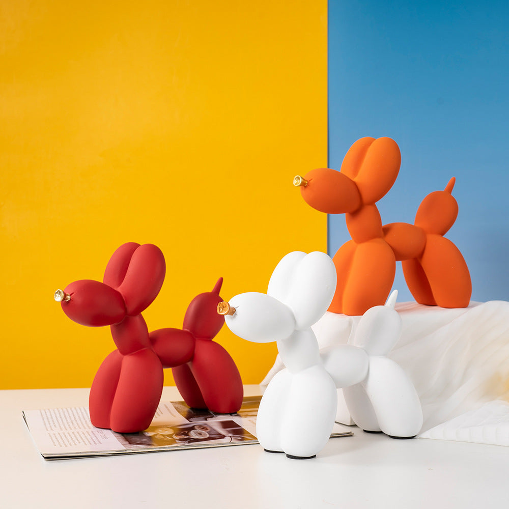 Orange Modern Resin Balloon Dog Sculpture - Playful Art Figurine with Golden Snout Accent - Image 8