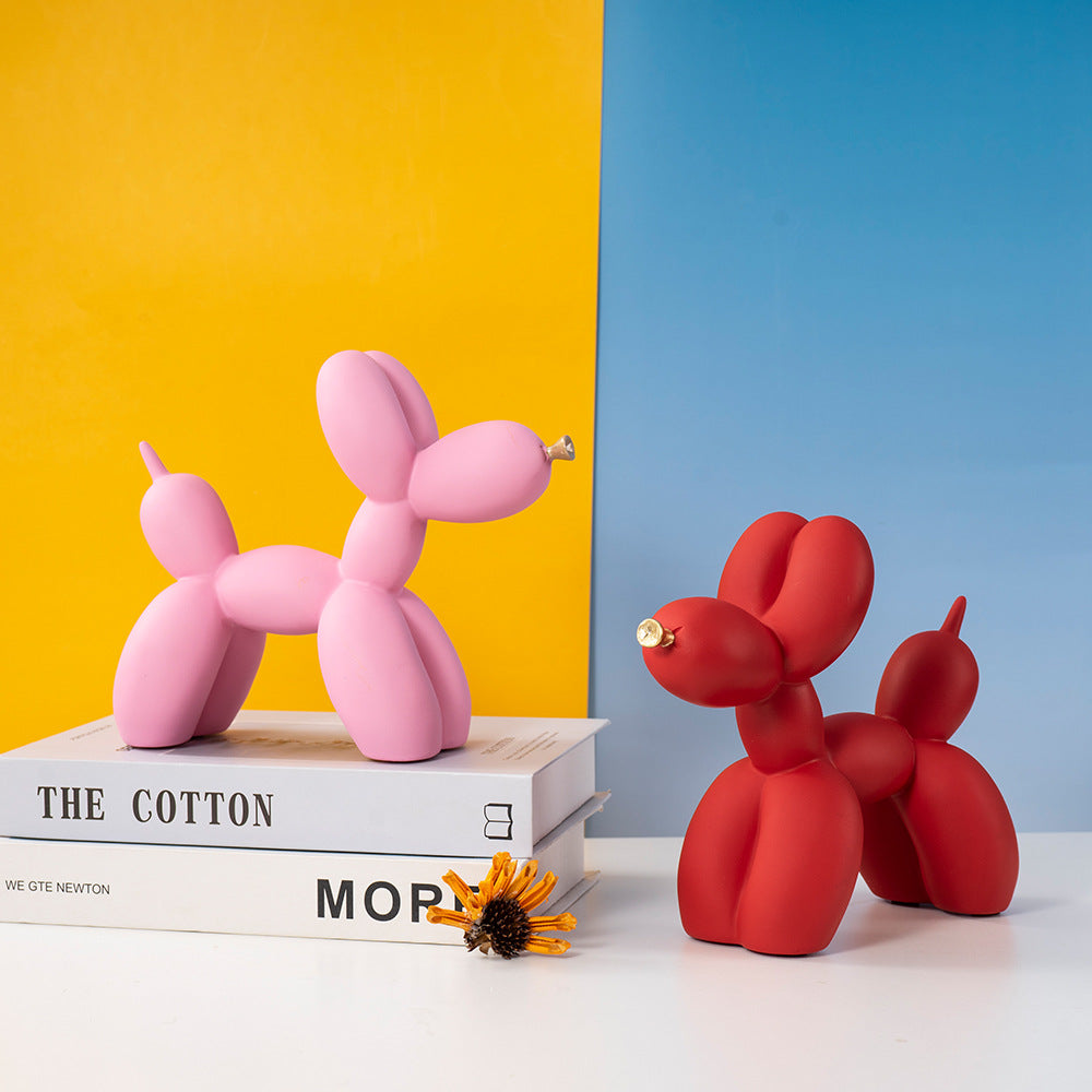 Light Blue Modern Resin Balloon Dog Sculpture - Playful Art Figurine with Golden Snout Accent - Image 7