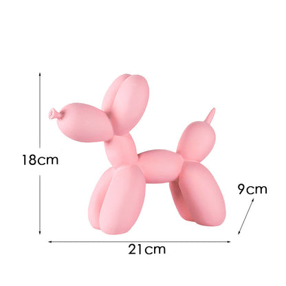 Light Pink Modern Resin Balloon Dog Sculpture - Playful Art Figurine with Golden Snout Accent