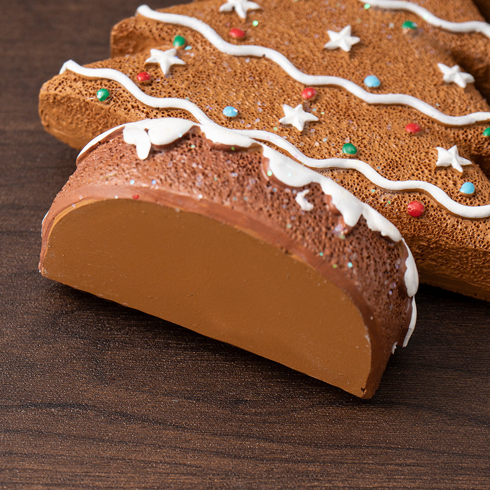 2 Pcs (1 Yellow + 1 Brown) Charming Gingerbread Christmas Tree Figurine - Festive Resin Holiday Table Decor Ornament - Image 7