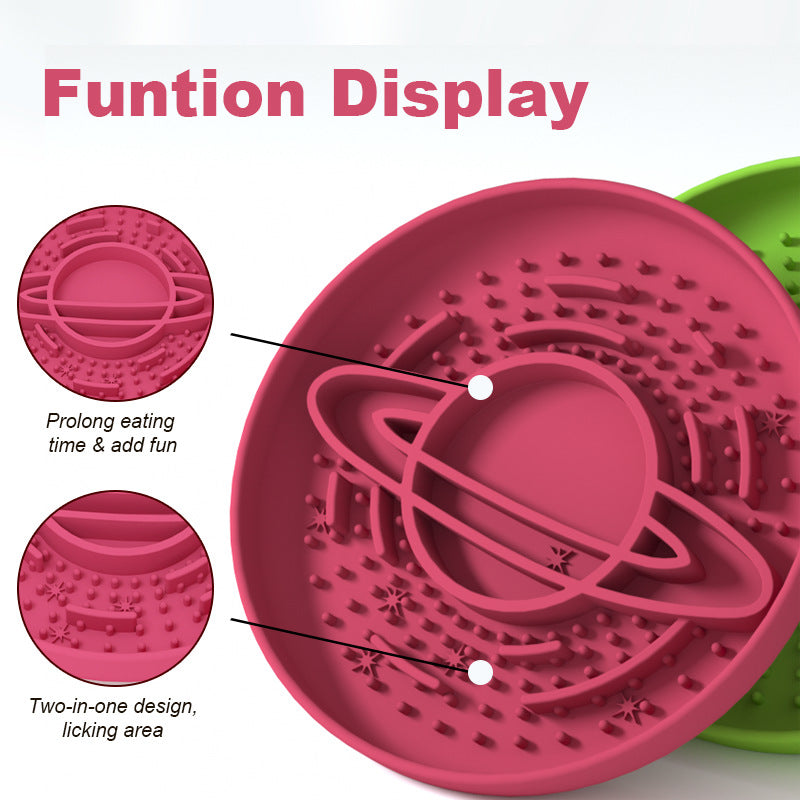 Purple Silicone Planet Slow Feeder Dog Bowl - 2-in-1 Anti-Choke Lick Mat for Healthy Eating & Fun - Image 4