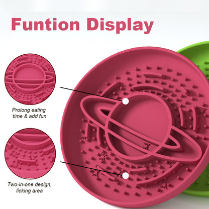 Purple Silicone Planet Slow Feeder Dog Bowl - 2-in-1 Anti-Choke Lick Mat for Healthy Eating & Fun - Image 4
