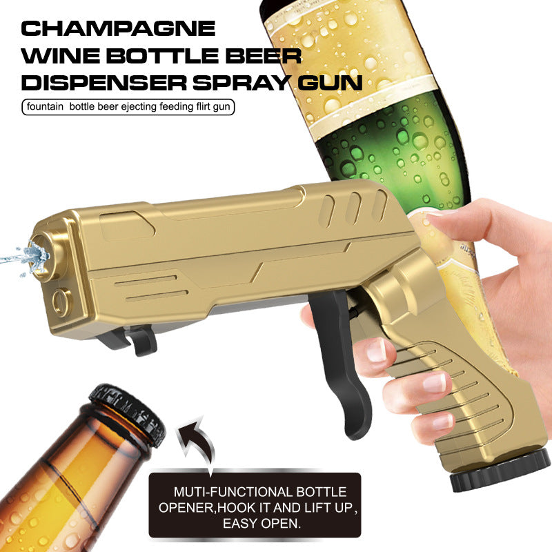 Black Champagne & Beer Spray Gun - Ultimate Party Starter & Drink Dispenser with Bottle Opener - Image 2