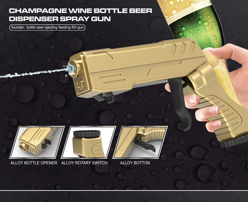 Silver Champagne & Beer Spray Gun - Ultimate Party Starter & Drink Dispenser with Bottle Opener - Image 4