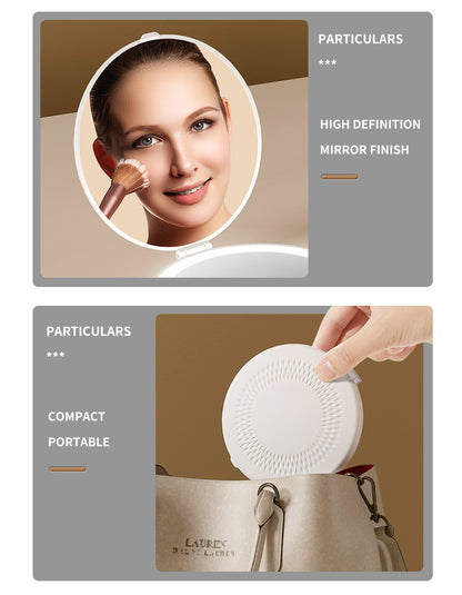 White LED Travel Makeup Mirror - Rechargeable Compact Mirror with 3 Color Lights, 1x/5x Magnification & Smart Auto On/Off - Image 9