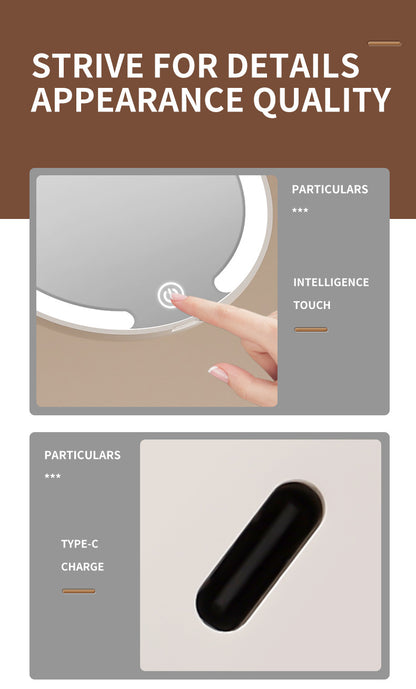 Yellow LED Travel Makeup Mirror - Rechargeable Compact Mirror with 3 Color Lights, 1x/5x Magnification & Smart Auto On/Off - Image 9