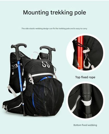 Black Lightweight 16L Outdoor Cycling & Hiking Backpack - Water-Repellent Nylon Daypack with Reflective Strips - Image 4