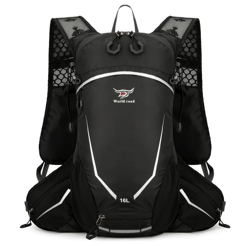 Black Lightweight 16L Outdoor Cycling & Hiking Backpack - Water-Repellent Nylon Daypack with Reflective Strips - Image 7