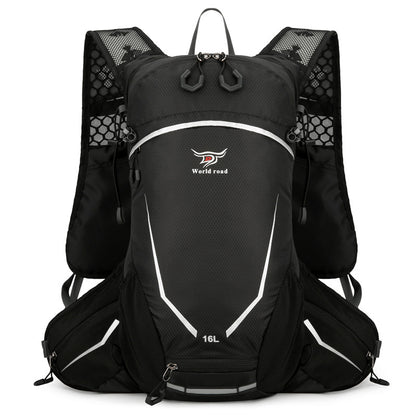 Black Lightweight 16L Outdoor Cycling & Hiking Backpack - Water-Repellent Nylon Daypack with Reflective Strips - Image 7