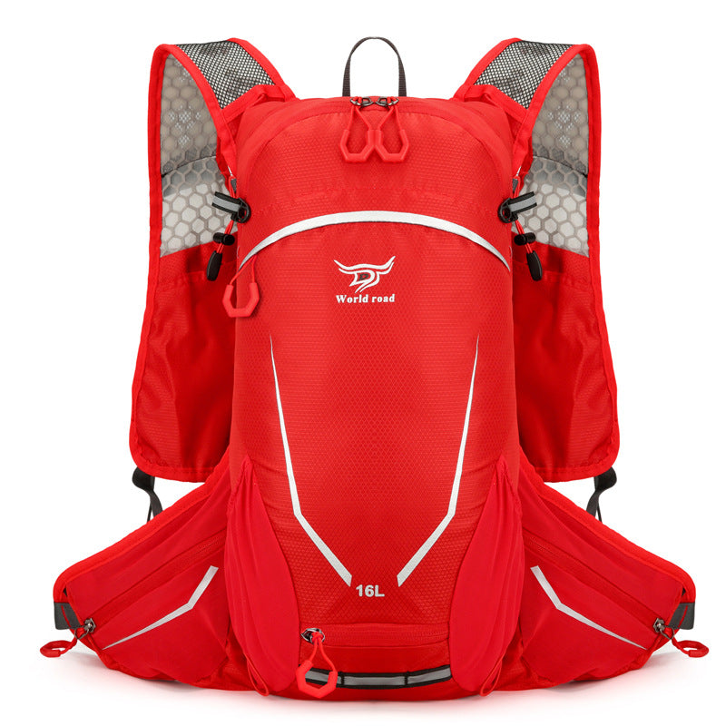 Red Lightweight 16L Outdoor Cycling & Hiking Backpack - Water-Repellent Nylon Daypack with Reflective Strips - Image 7