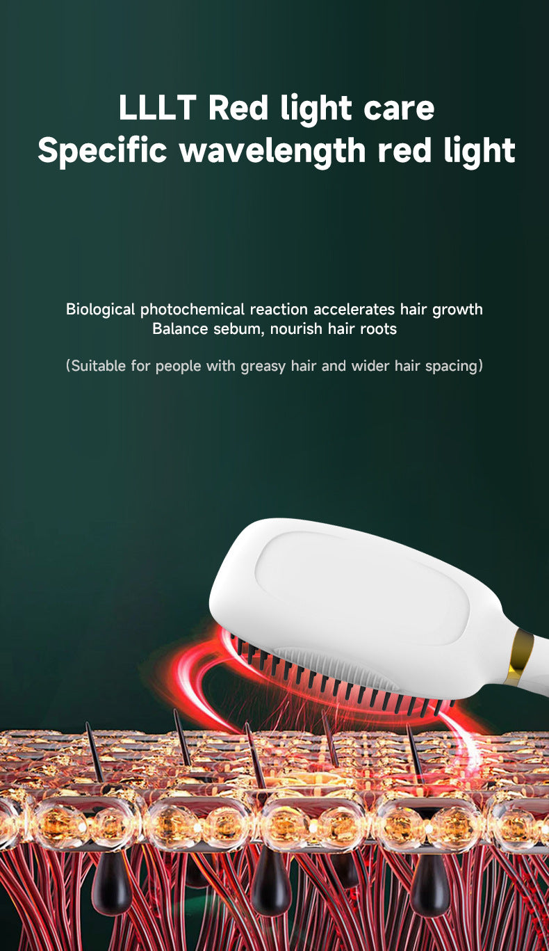 White Advanced 3-in-1 Scalp & Hair Care Massage Comb - Red Light Therapy, EMS Microcurrent & Vibration for Healthy Hair Growth - Image 5