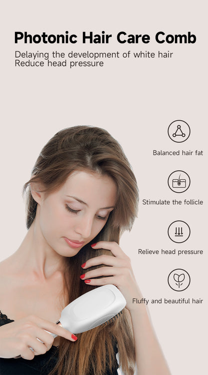 Black Advanced 3-in-1 Scalp & Hair Care Massage Comb - Red Light Therapy, EMS Microcurrent & Vibration for Healthy Hair Growth - Image 3