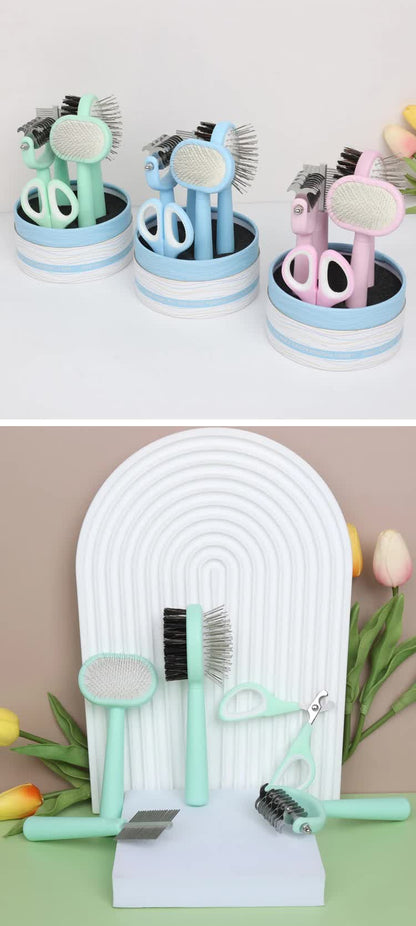 Blue Complete 5-in-1 Pet Grooming Care Kit - Professional Deshedding Brushes, Combs & Nail Clippers Set for Dogs & Cats - Image 2