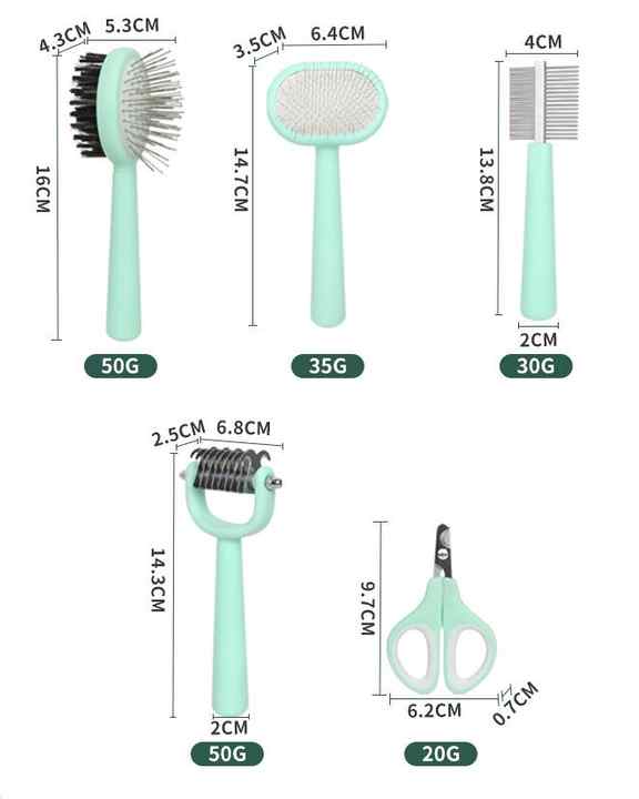 Blue Complete 5-in-1 Pet Grooming Care Kit - Professional Deshedding Brushes, Combs & Nail Clippers Set for Dogs & Cats - Image 3