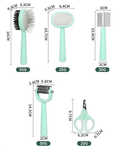 Blue Complete 5-in-1 Pet Grooming Care Kit - Professional Deshedding Brushes, Combs & Nail Clippers Set for Dogs & Cats - Image 3