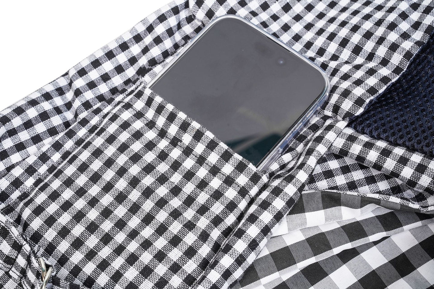Black and White Checkered Comfortable Pet Sling Carrier for Small Dogs & Cats - Breathable Cotton Checkered Bag, Hands-Free, Safety Features - Image 4