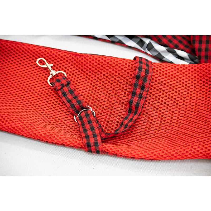 Black and Red Checkered Comfortable Pet Sling Carrier for Small Dogs & Cats - Breathable Cotton Checkered Bag, Hands-Free, Safety Features - Image 5