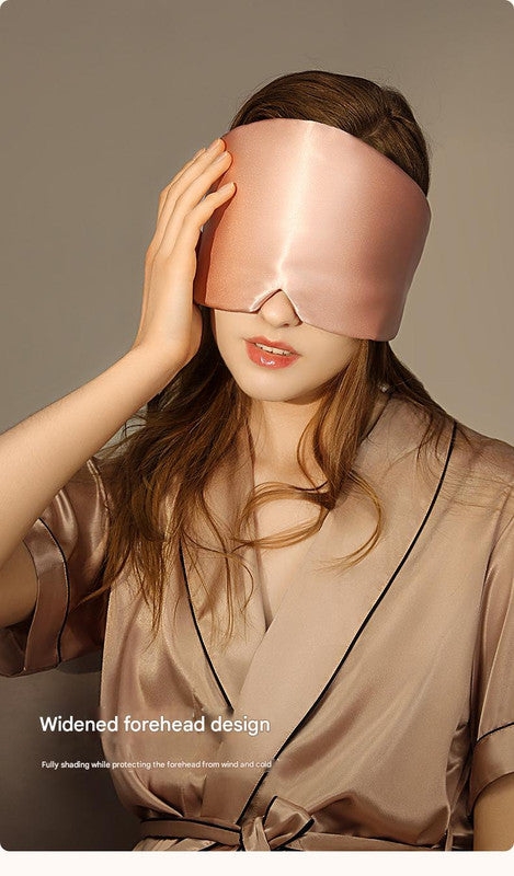 Champagne Luxury 19 Momme Mulberry Silk Sleep Mask - Total Blackout Comfort, Wide Design & Adjustable Strap - Image 3