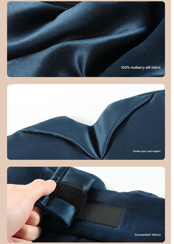 Blue Luxury 19 Momme Mulberry Silk Sleep Mask - Total Blackout Comfort, Wide Design & Adjustable Strap - Image 5