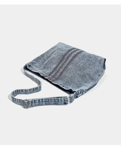 Blue Retro Washed Denim Hobo Bag - Large Capacity Shoulder & Crossbody Tote for Casual Everyday & Commute - Image 8