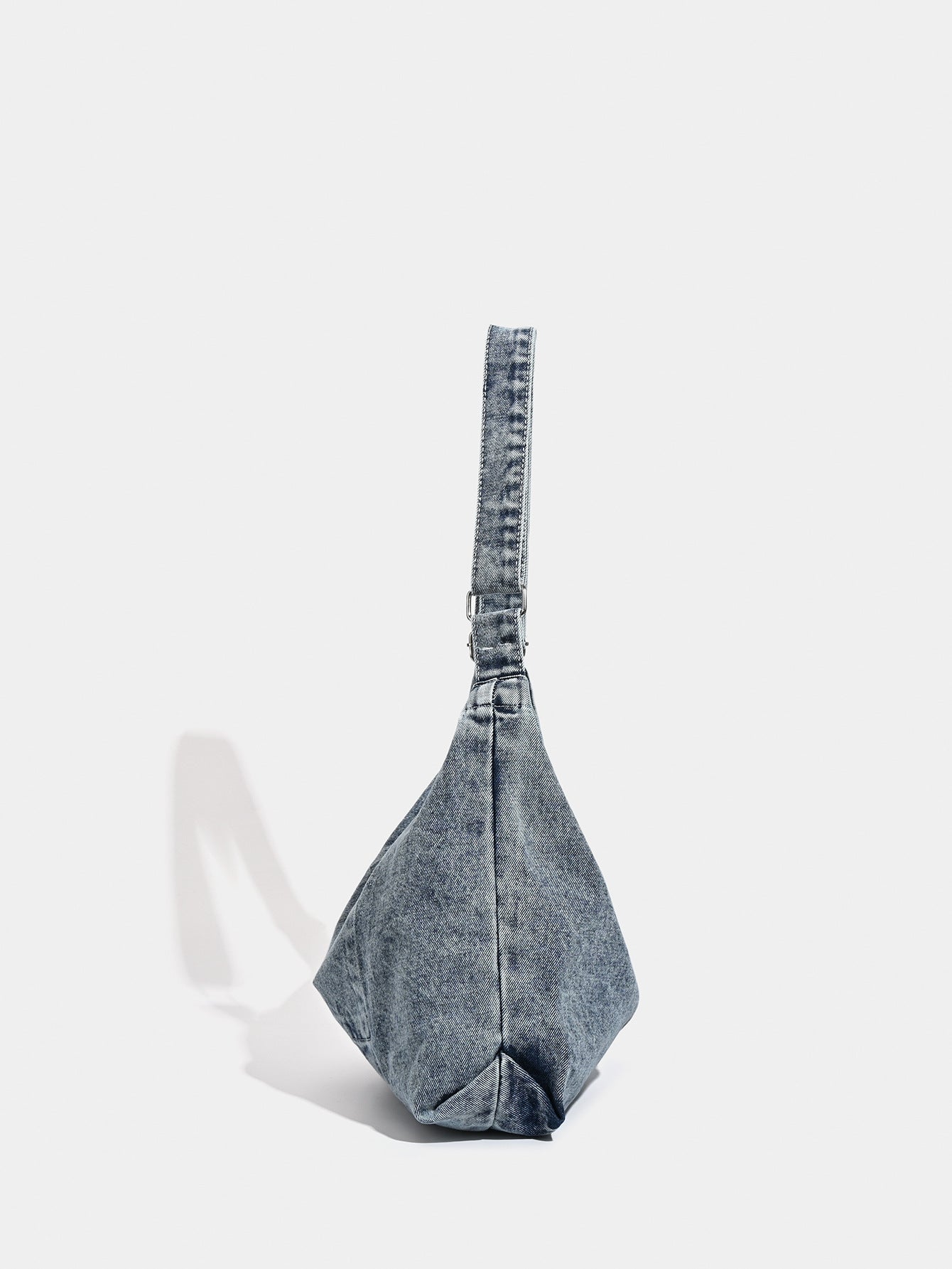 Grey Retro Washed Denim Hobo Bag - Large Capacity Shoulder & Crossbody Tote for Casual Everyday & Commute - Image 4