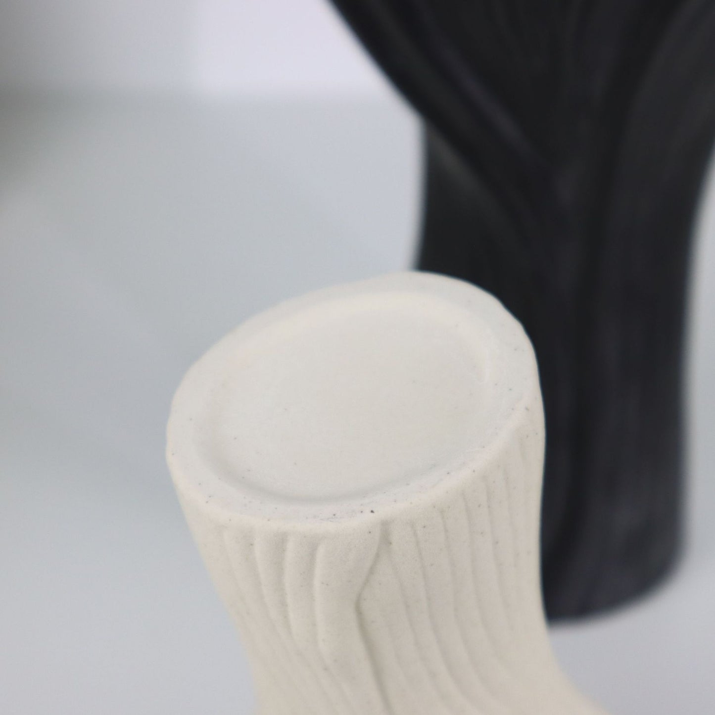 White Elegant Off-White Ceramic Vase - Modern Sculptural Flower Holder with Wide Fluted Opening - Image 9