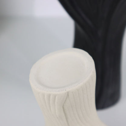 Beige Elegant Off-White Ceramic Vase - Modern Sculptural Flower Holder with Wide Fluted Opening - Image 8