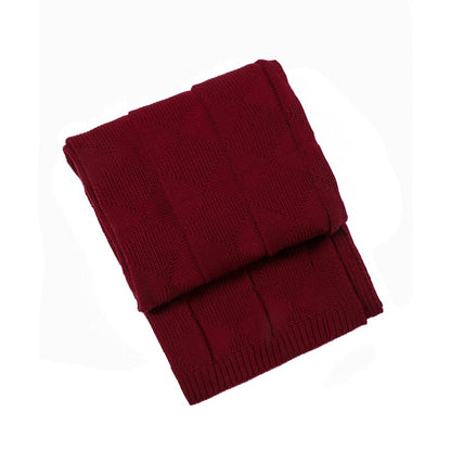 Claret Red Cozy Lightweight Acrylic Knit Throw Blanket - Diamond Waffle Texture for Sofa, Bed & Travel  - Image 5