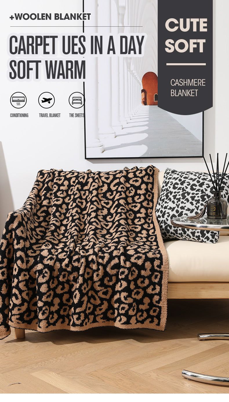 Brown and Black Luxurious Leopard Print Knit Throw Blanket - Ultra-Soft Jacquard Plush for Sofa, Bed & Cozy Comfort (130x150cm) - Image 4