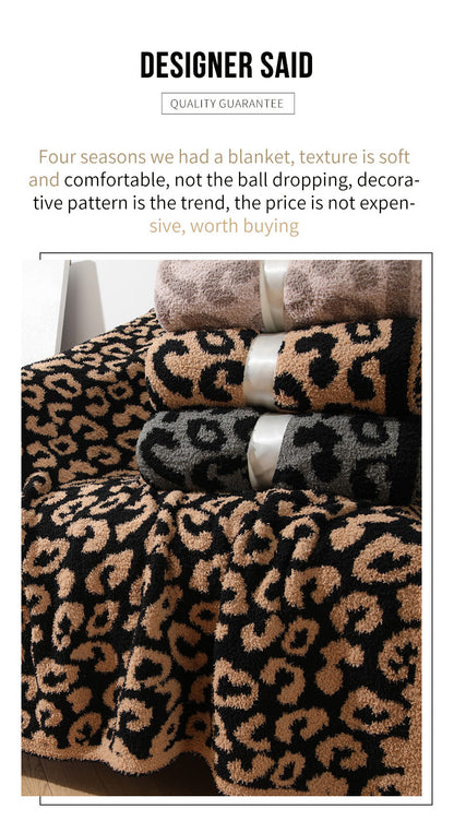 Brown and Black Luxurious Leopard Print Knit Throw Blanket - Ultra-Soft Jacquard Plush for Sofa, Bed & Cozy Comfort (130x150cm) - Image 5