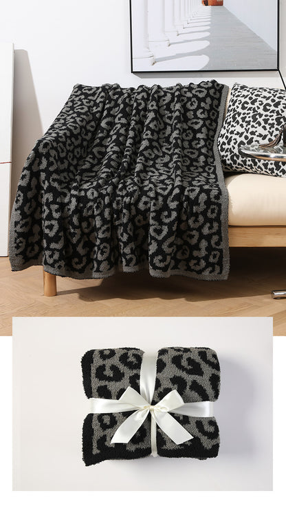 Grey and Black Luxurious Leopard Print Knit Throw Blanket - Ultra-Soft Jacquard Plush for Sofa, Bed & Cozy Comfort (130x150cm) - Image 2