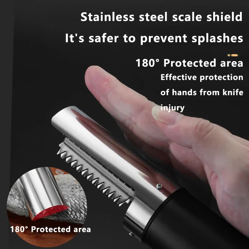 Black Cordless Electric Fish Scaler - Rechargeable 3000mAh Power, Stainless Steel Blade, Mess-Free Fish Cleaning Tool - Image 6