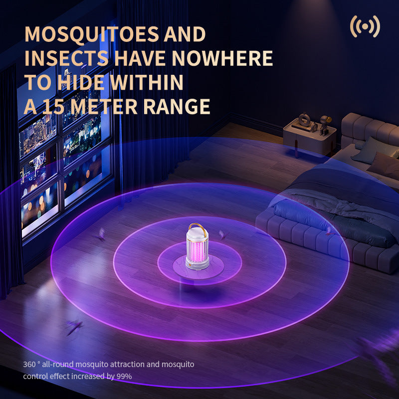 Black Portable 3-in-1 Electric Mosquito Zapper Lamp - UV Bug Killer, Warm Night Light & Bright Lantern, USB Plug-in use - Image 5