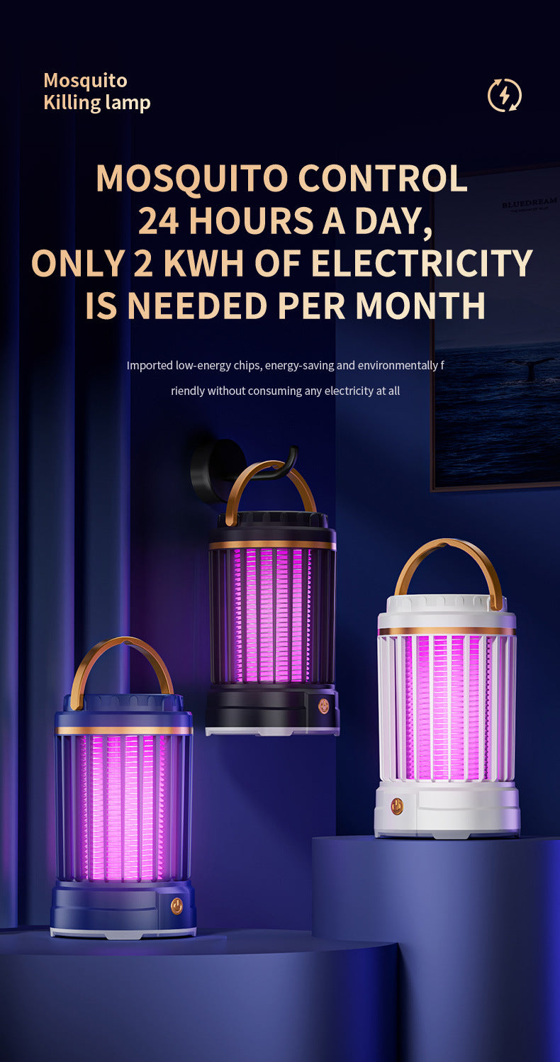 Black Portable 3-in-1 Electric Mosquito Zapper Lamp - UV Bug Killer, Warm Night Light & Bright Lantern, USB Plug-in use - Image 8